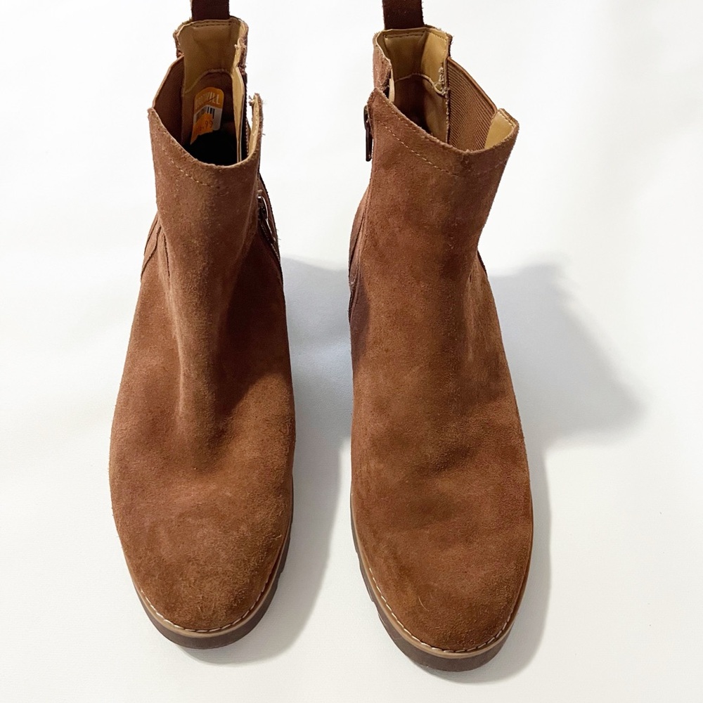 Vionic Women's Size 9 Brighton Ankle Boot Monks Robe Chelsea Suede